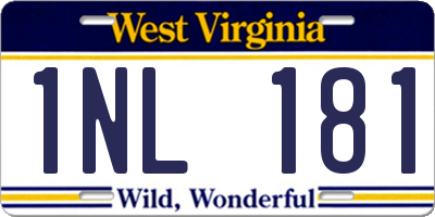 WV license plate 1NL181