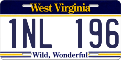 WV license plate 1NL196