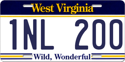 WV license plate 1NL200