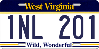 WV license plate 1NL201