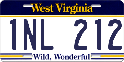 WV license plate 1NL212