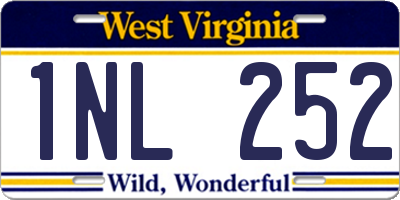 WV license plate 1NL252