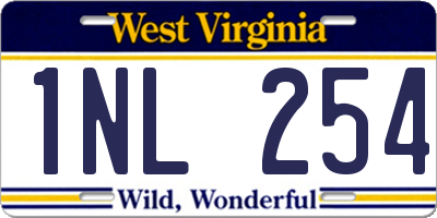WV license plate 1NL254
