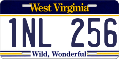 WV license plate 1NL256