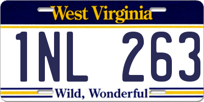 WV license plate 1NL263