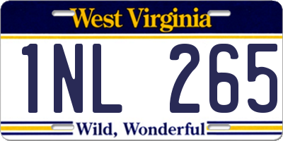 WV license plate 1NL265