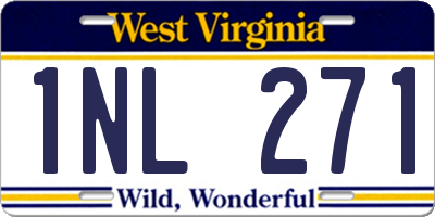 WV license plate 1NL271