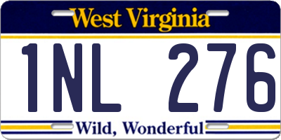WV license plate 1NL276