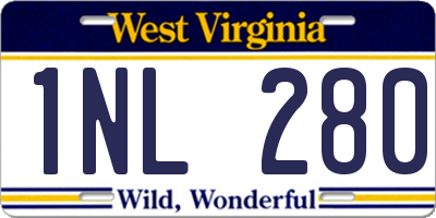 WV license plate 1NL280