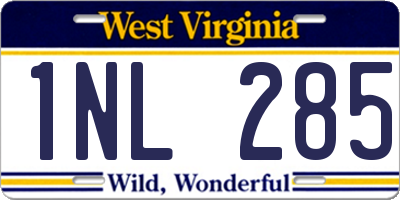 WV license plate 1NL285