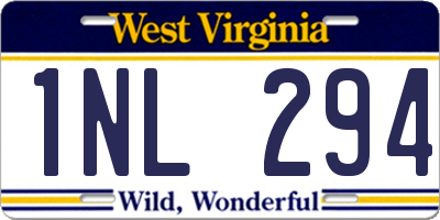 WV license plate 1NL294