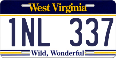 WV license plate 1NL337