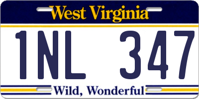 WV license plate 1NL347