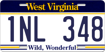 WV license plate 1NL348
