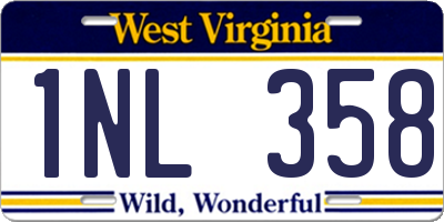 WV license plate 1NL358