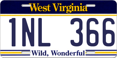 WV license plate 1NL366