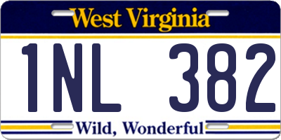 WV license plate 1NL382