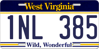 WV license plate 1NL385