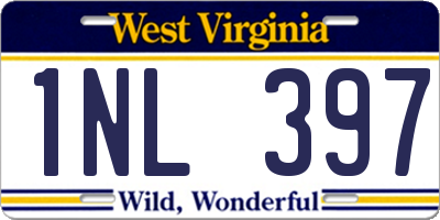 WV license plate 1NL397