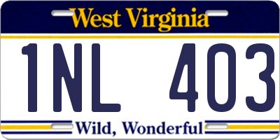 WV license plate 1NL403