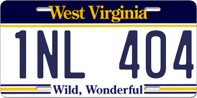WV license plate 1NL404