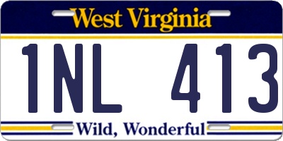 WV license plate 1NL413