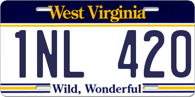 WV license plate 1NL420