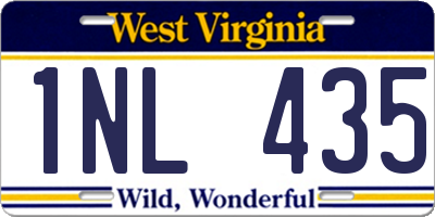 WV license plate 1NL435