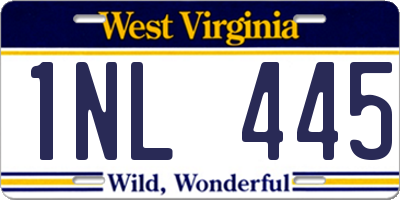 WV license plate 1NL445
