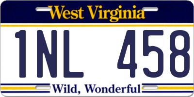 WV license plate 1NL458