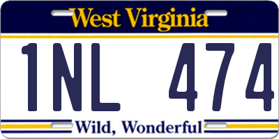 WV license plate 1NL474