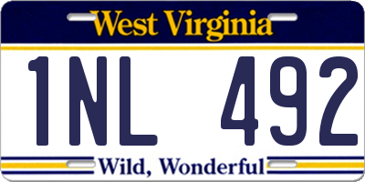 WV license plate 1NL492