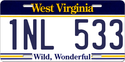 WV license plate 1NL533