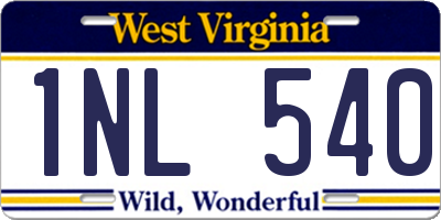 WV license plate 1NL540