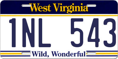 WV license plate 1NL543