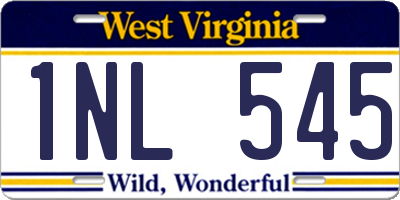 WV license plate 1NL545