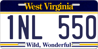 WV license plate 1NL550