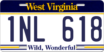 WV license plate 1NL618