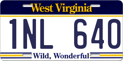 WV license plate 1NL640