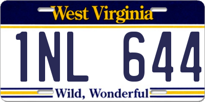 WV license plate 1NL644