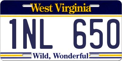 WV license plate 1NL650
