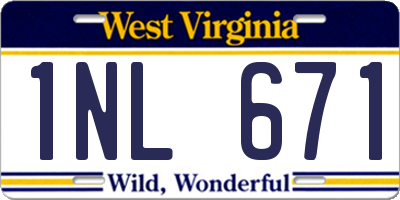 WV license plate 1NL671
