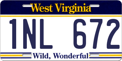 WV license plate 1NL672