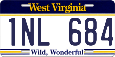 WV license plate 1NL684