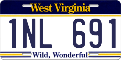 WV license plate 1NL691