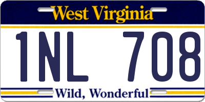 WV license plate 1NL708