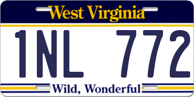 WV license plate 1NL772