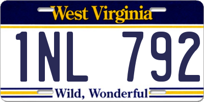 WV license plate 1NL792