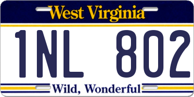 WV license plate 1NL802