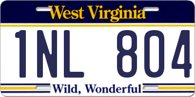 WV license plate 1NL804